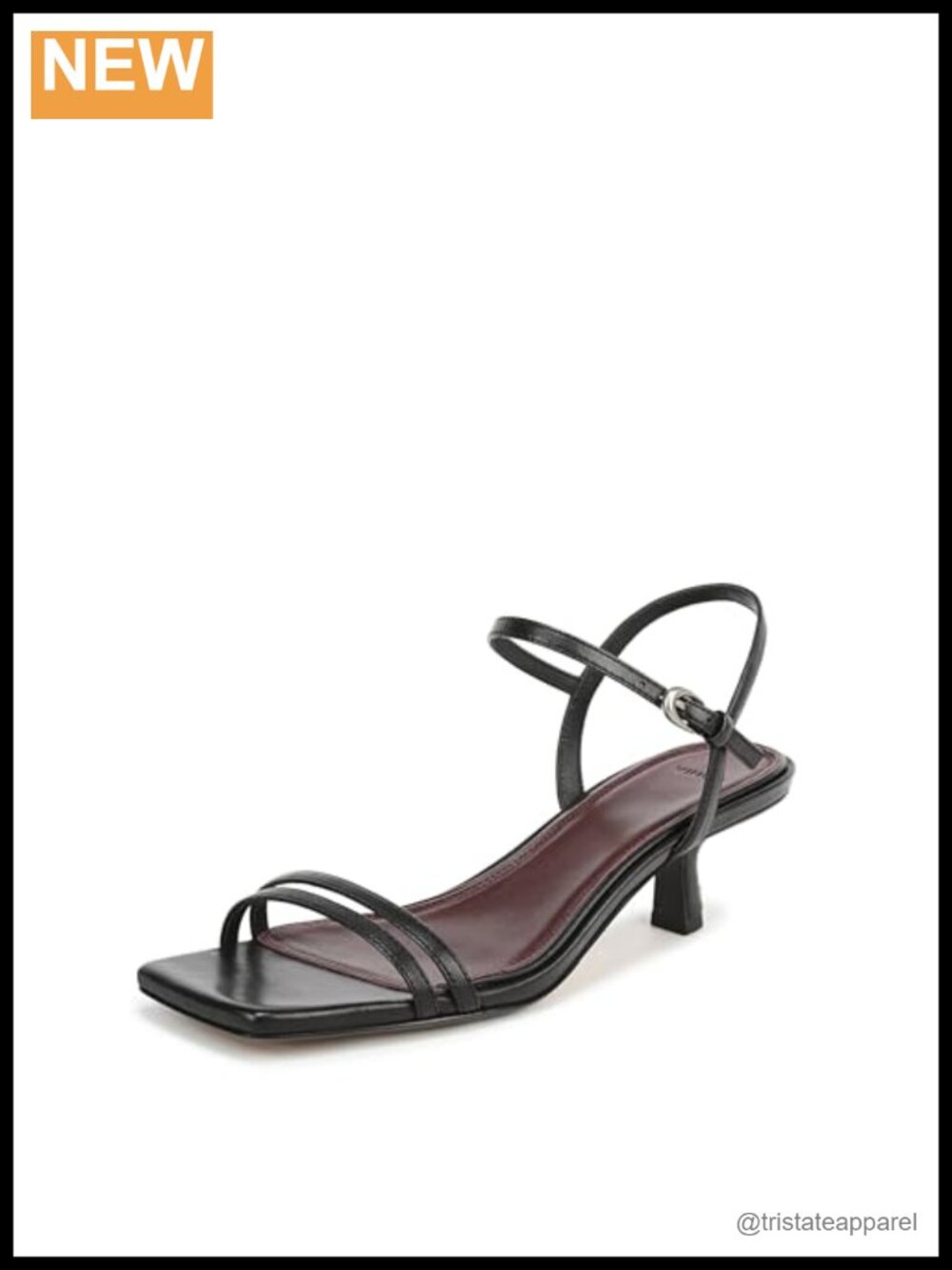 Vince Tilda Leather Kitten Heel Open Toe Ankle Strap Heeled Sandals